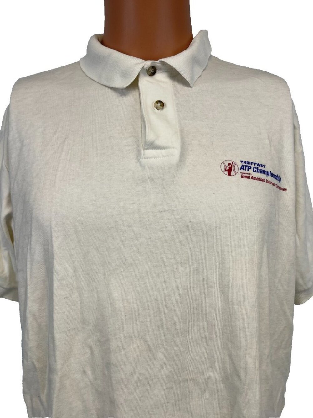 Vintage Polo Shirt Mens Size XL ATP Tennis Championship Thriftway 90s White